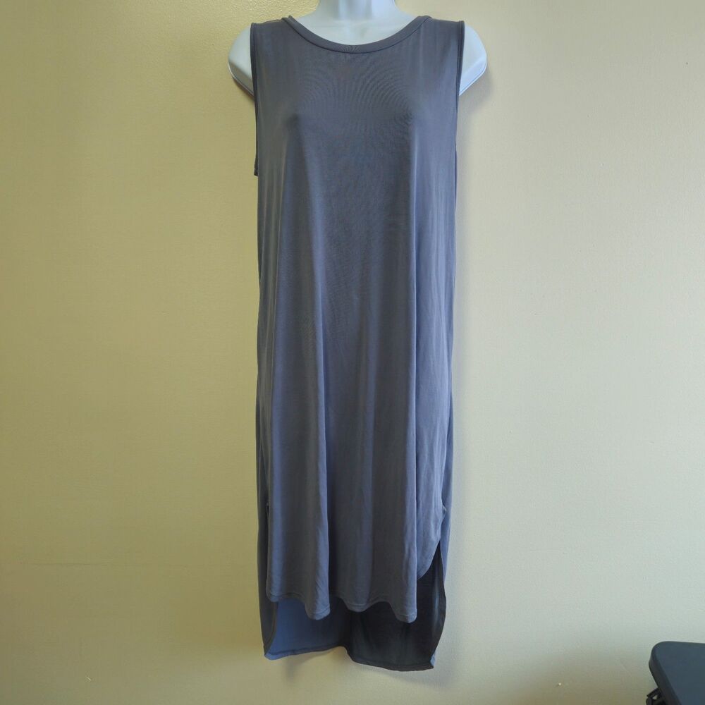 CY Fashion Tshirt Tank Dress Hi Low Lounger Made In USA Casual Grey Women Large